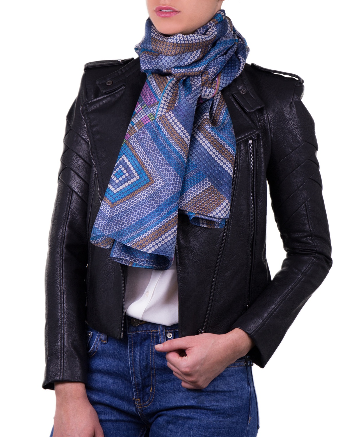 Foulard soie MAIA metric blue femme - Couleur : METRIC BLUE, Taille : TU