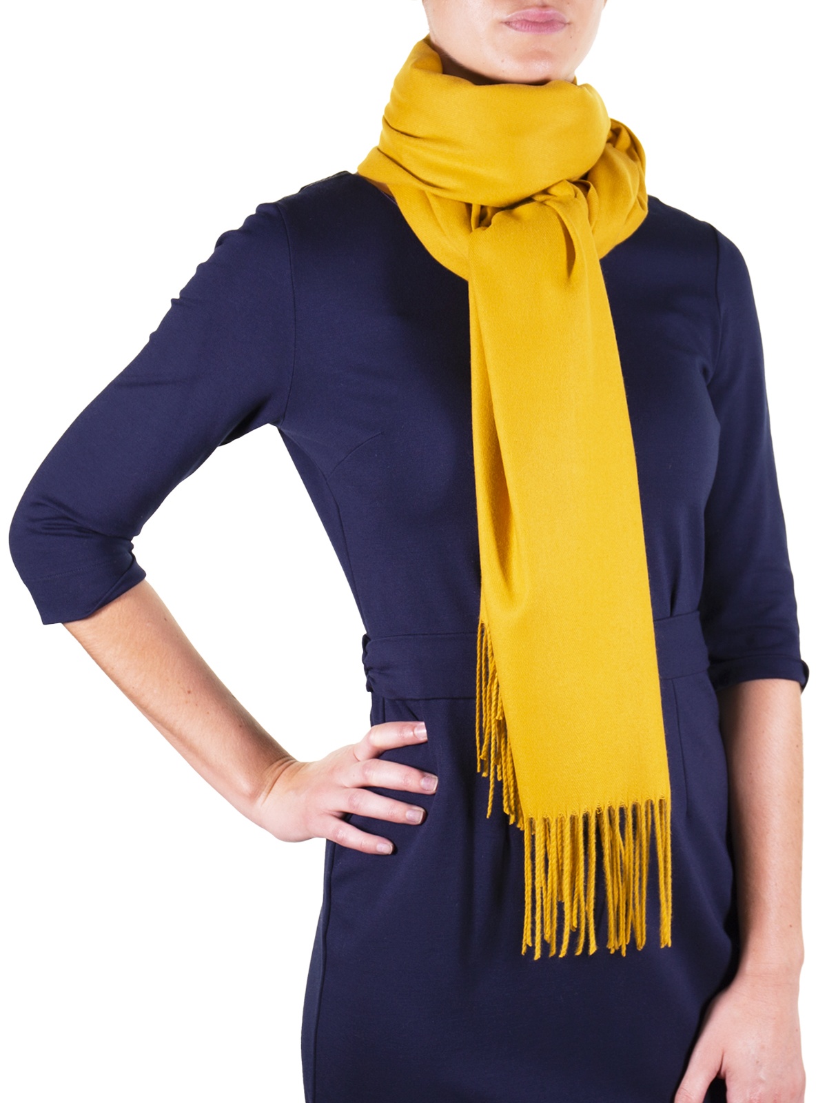Echarpe cachemire et laine BHOPAL curry femme - Couleur : CURRY, Taille : TU
