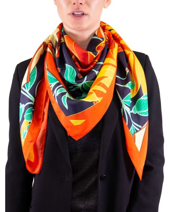 Carre de soie MARY vibrant flower femme