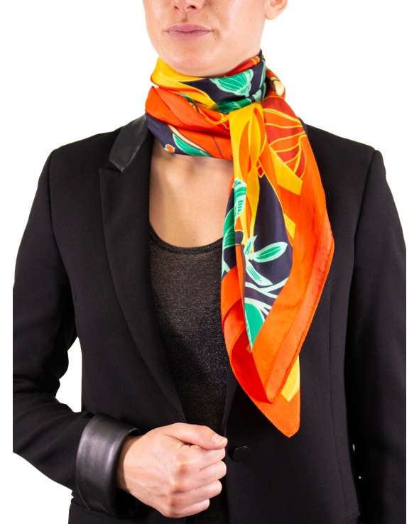 Carre de soie MARY vibrant flower femme