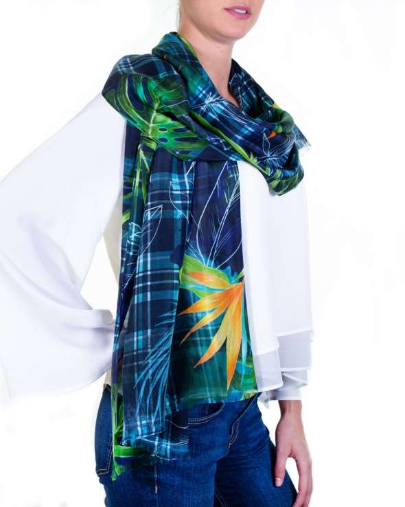 Foulard soie MELI why not blue femme