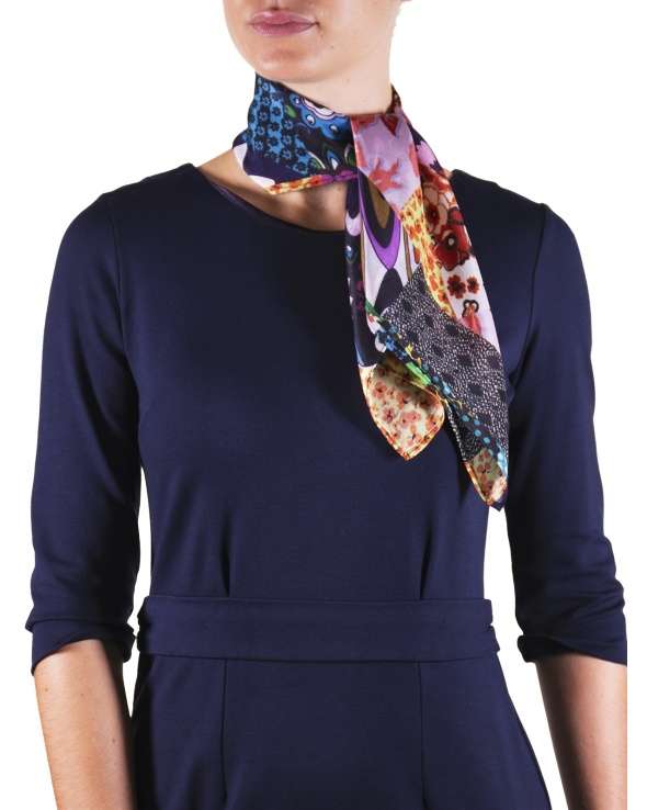 Carre de soie MAELY mix patchwork femme