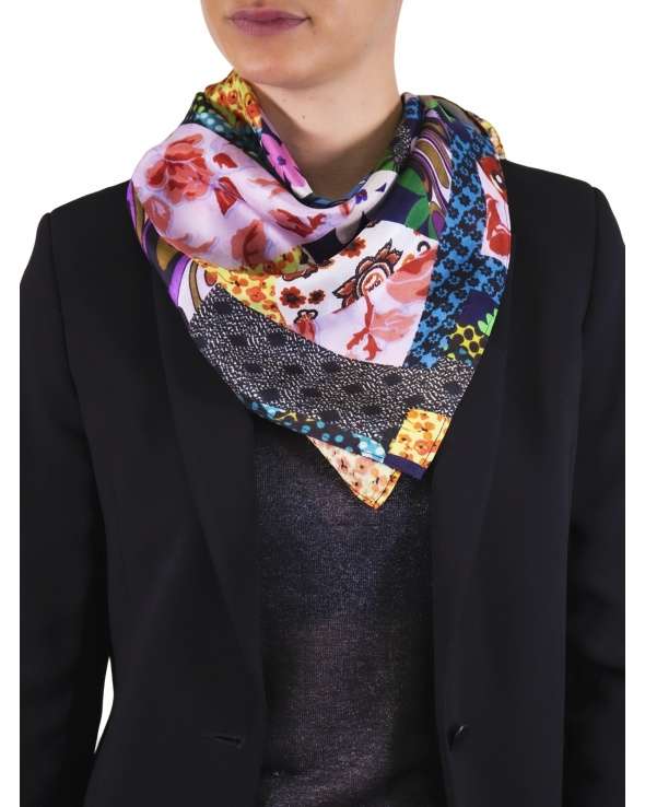 Carre de soie MAELY mix patchwork femme