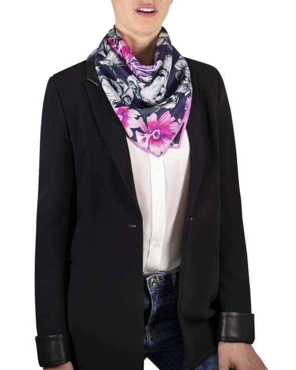 Carre de soie MAELY purple bloom femme