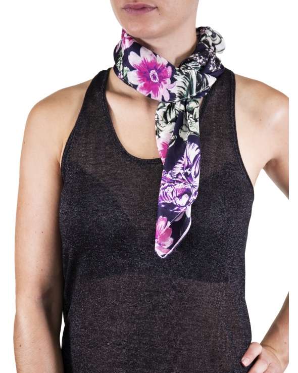 Carre de soie MAELY purple bloom femme