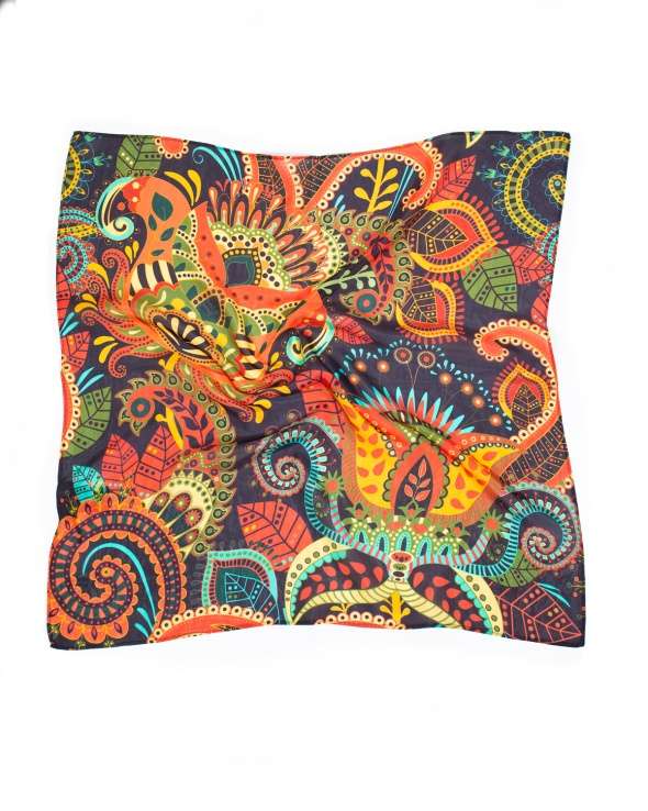 Carre de soie MAELY paisley curry femme
