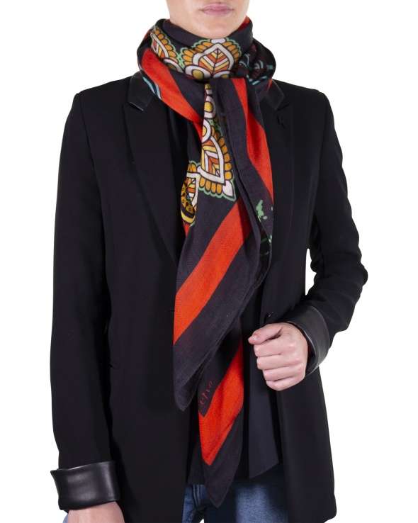 Chale laine et soie JAYA arabesk red femme