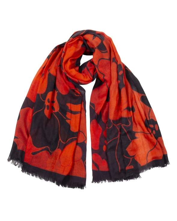 Chale laine et soie JUN retro flower femme